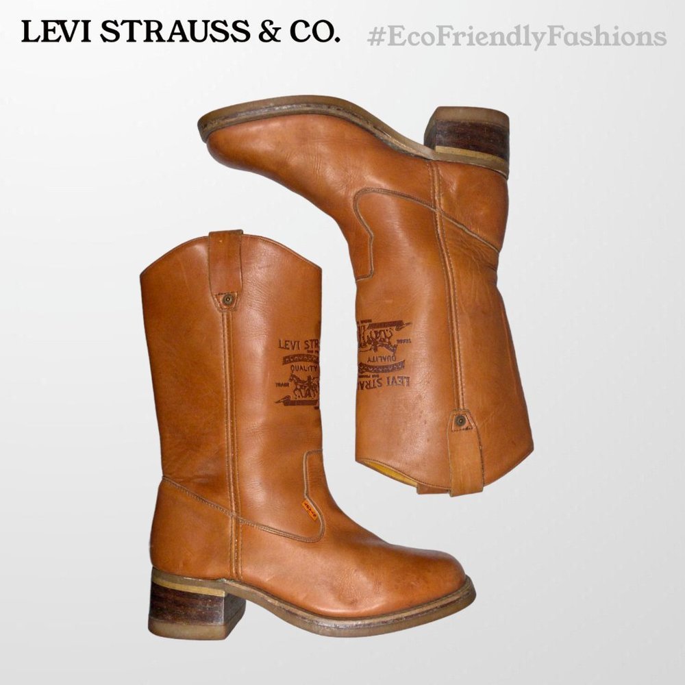 Vintage Levi Strauss & Co WC Mens Brown Leather Western Cowboy Boots Size 8.5 - Picture 5 of 7